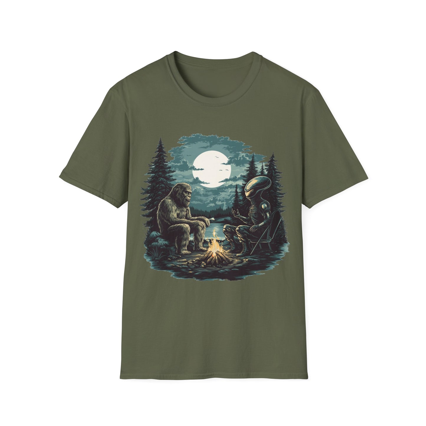 Bigfoot and Alien Campfire T-Shirt