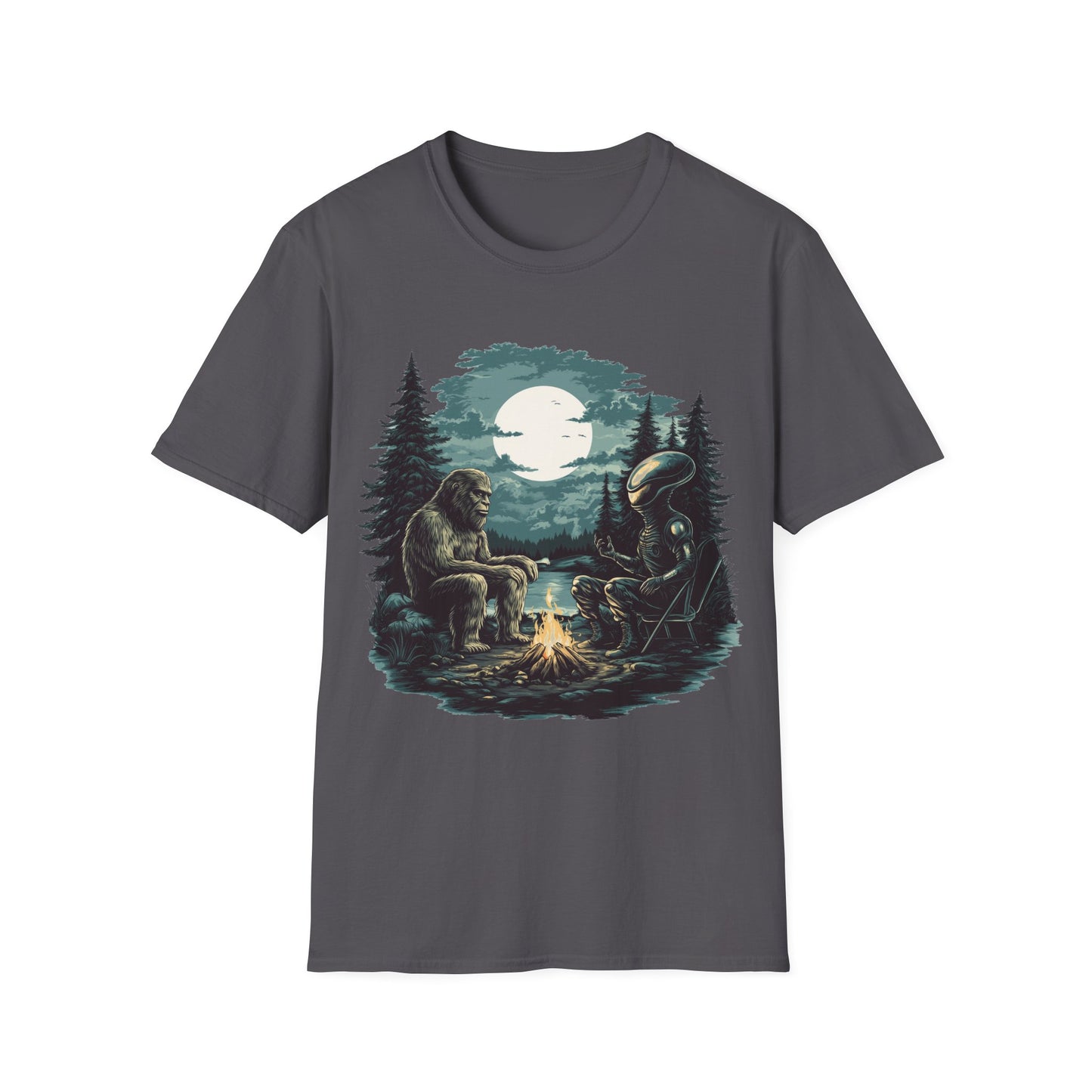 Bigfoot and Alien Campfire T-Shirt