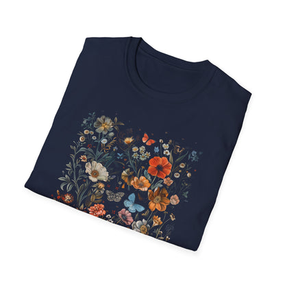 Botanical Floral Tapestry of Wildflowers and Insects T-Shirt