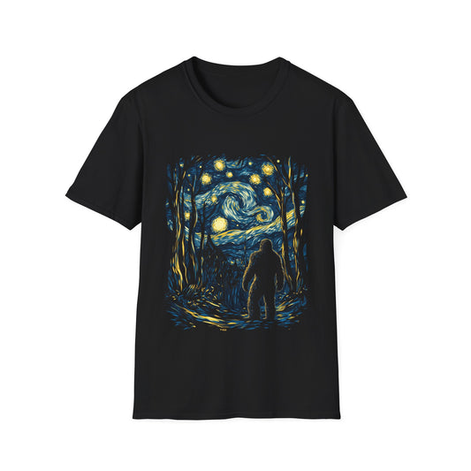 Bigfoot Night Sky in the Woods T-Shirt