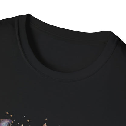 Butterfly & Floral Moon Crystals Crescent Iridescent T-Shirt