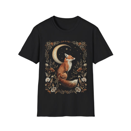 Moonlit Autumn Fox Under the Full Moon T-Shirt