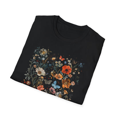 Botanical Floral Tapestry of Wildflowers and Insects T-Shirt