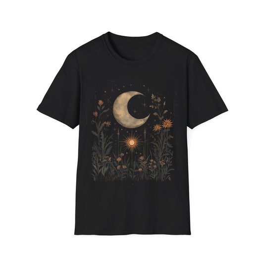 Celestial Garden Moon and Flower T-Shirt