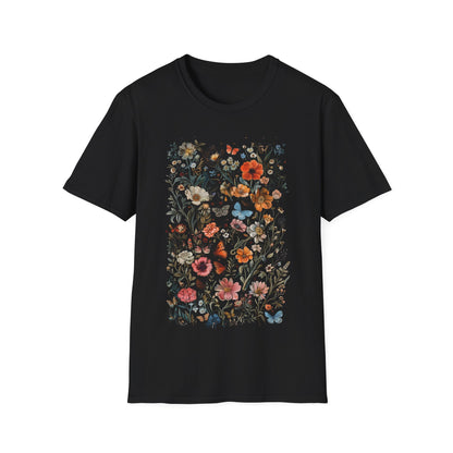 Botanical Floral Tapestry of Wildflowers and Insects T-Shirt