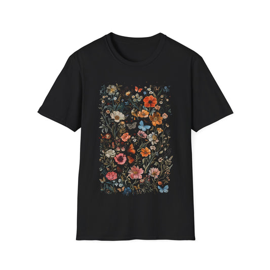 Botanical Floral Tapestry of Wildflowers and Insects T-Shirt