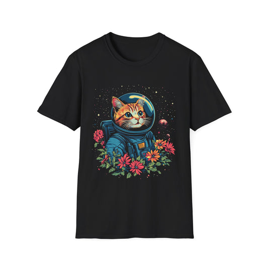 Astronaut Cat Floral Space T-Shirt