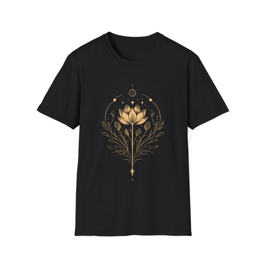 Golden Lotus Floral Alchemy Flowers Celestial T-Shirt