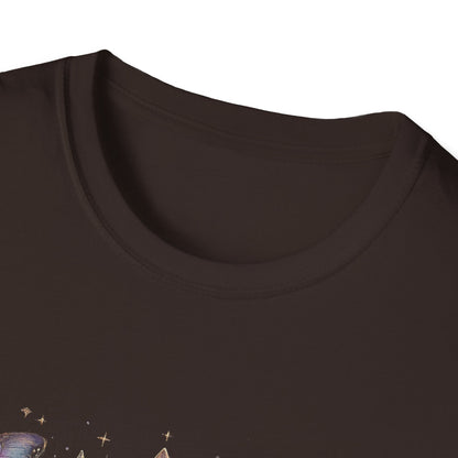 Butterfly & Floral Moon Crystals Crescent Iridescent T-Shirt