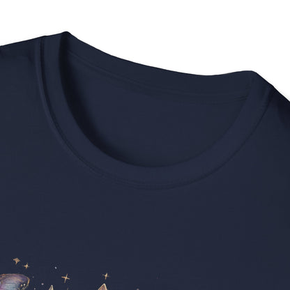 Butterfly & Floral Moon Crystals Crescent Iridescent T-Shirt