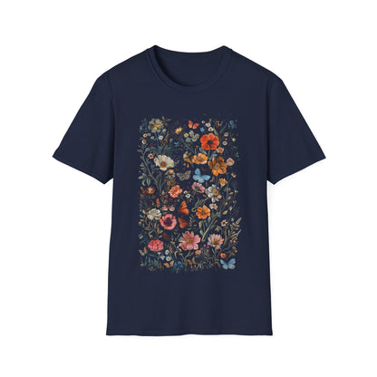 Botanical Floral Tapestry of Wildflowers and Insects T-Shirt