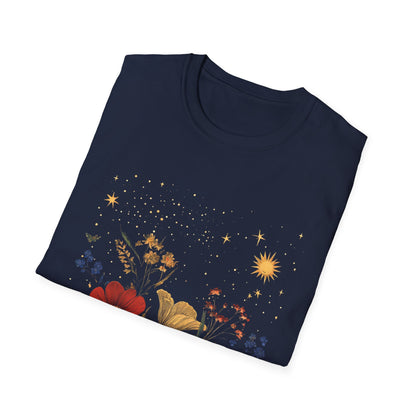 Vintage Floral Celestial Boho Tee